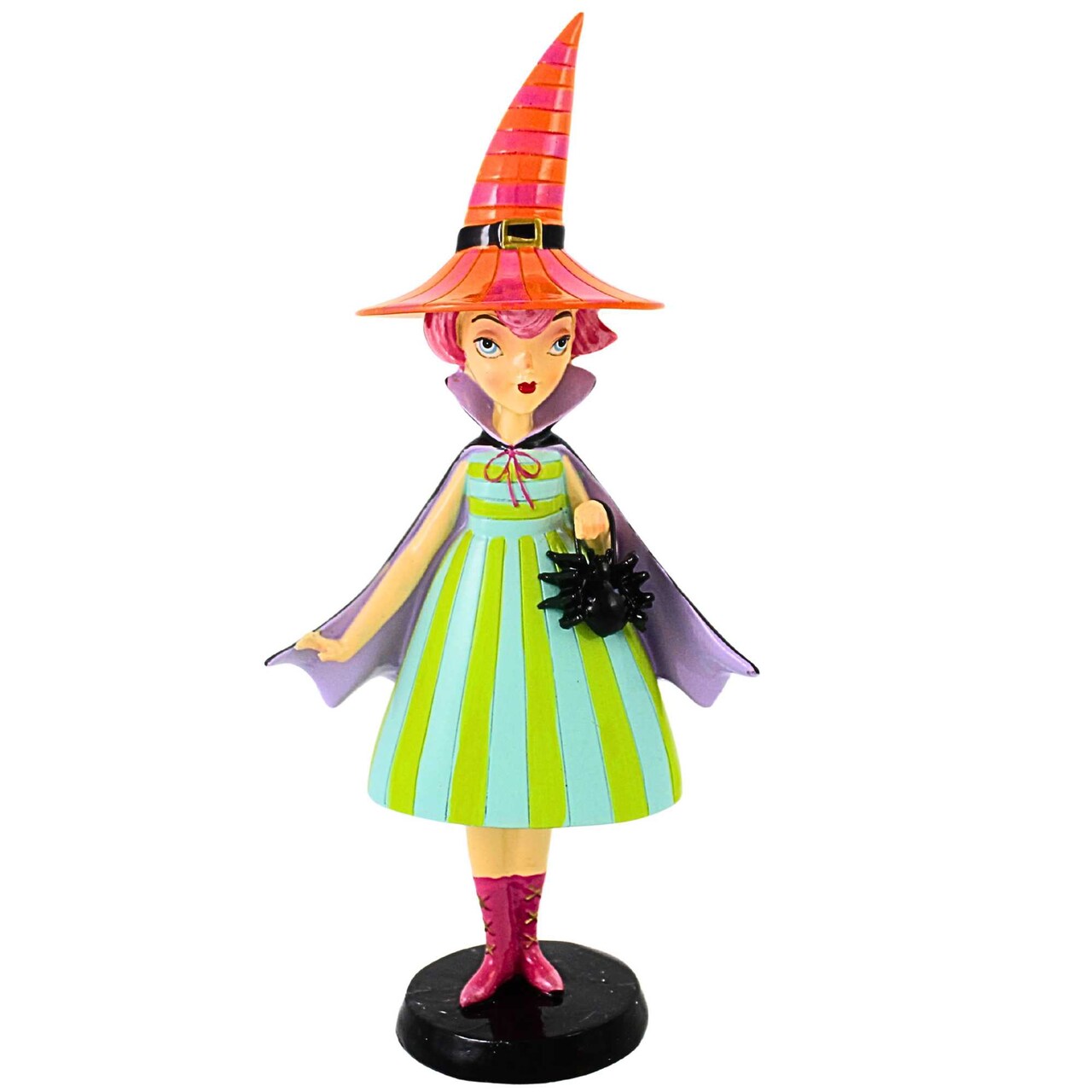December Diamonds 10.0 Inch 10" Witch With Orange Hat Halloween Figurine , Lightweight Halloween Decor Halloween Mid Century Modern